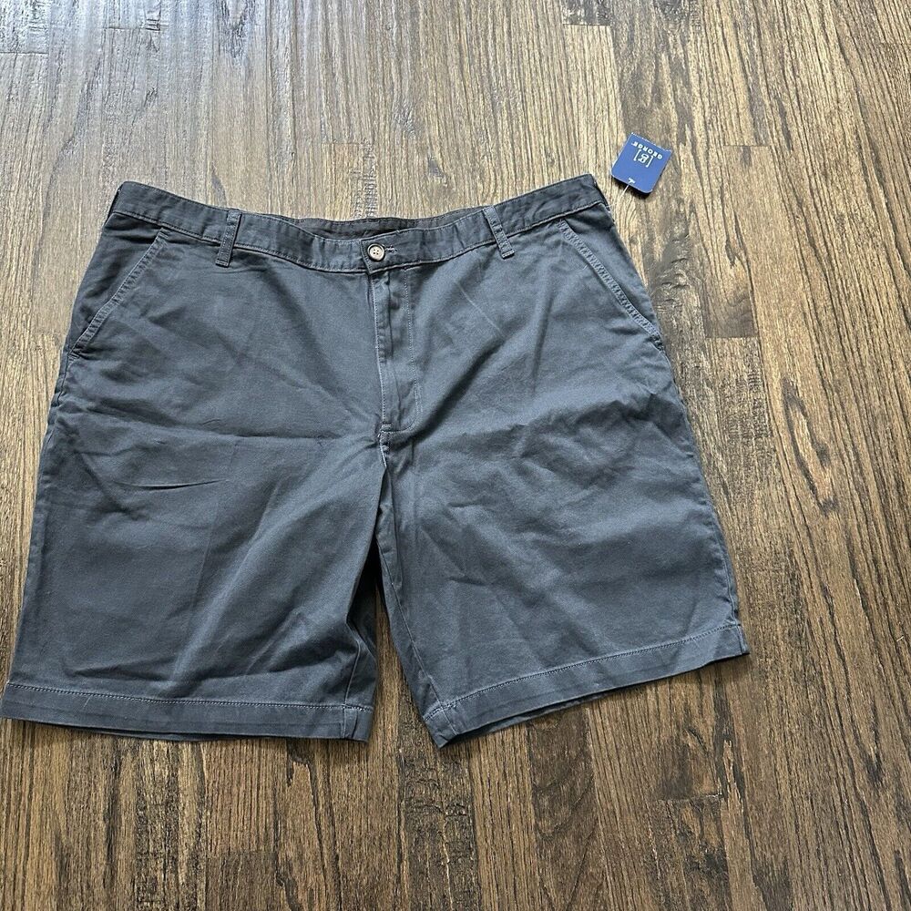 George Shorts Men 42 Dark GrayAbove the Knee Flat Front 10” Inseam Cotton Blend